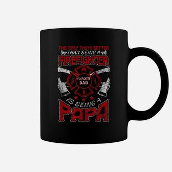 Firefighter Papa | Fire Fighter Dad For Fathers Day Fireman Coffee Mug | Crazezy