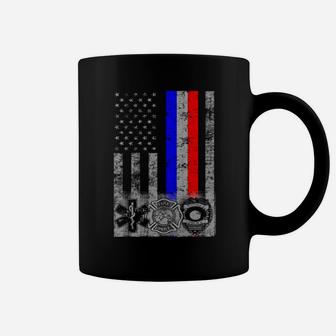 Fireman, Police, And Emt First Responder Flag Sweatshirt Coffee Mug | Crazezy