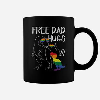 Free Dad Hugs Lgbt Pride Dad Dinosaur Rex Gift Coffee Mug | Crazezy DE