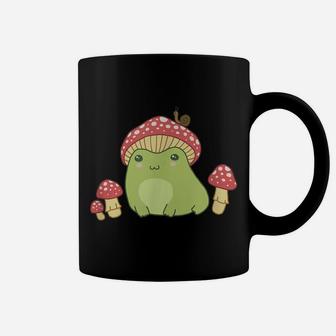 Frog With Mushroom Hat & Snail - Cottagecore Aesthetic Coffee Mug | Crazezy