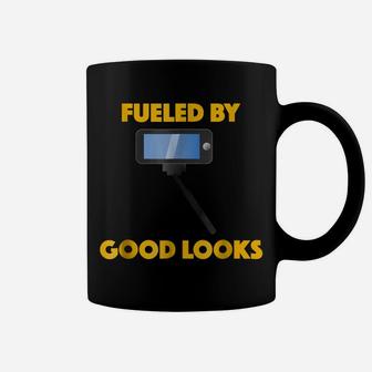 Fueled By Good Looks Funny Selfie Stick Narcissist Coffee Mug | Crazezy