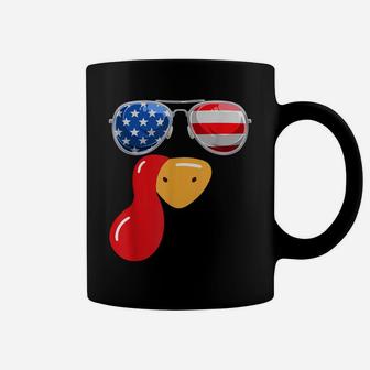 Funny Cute Turkey Face Thanksgiving American Flag Sunglasses Coffee Mug | Crazezy AU