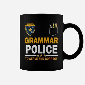 Funny English Teacher Grammar Police Woman Man Coffee Mug | Crazezy