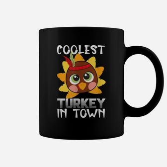 Funny Thanksgiving Day Boys Kids Girl Coolest Turkey In Town Coffee Mug | Crazezy DE