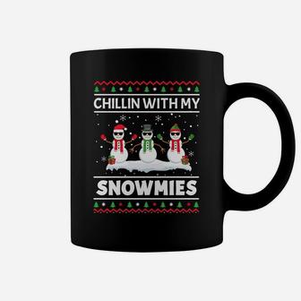 Funny Xmas Pajama Ugly Christmas Chillin With My Snowmies Sweatshirt Coffee Mug | Crazezy DE
