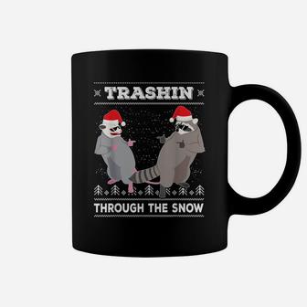 Garbage Gang Opossum Raccoon Ugly Christmas Sweater Coffee Mug | Crazezy CA