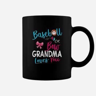 Gender Reveal Team Baseball Or Bow Grandma Loves Coffee Mug | Crazezy