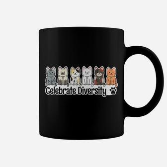 Gift For Cat Lovers | Celebrate Diversity Funny Cat Owners Coffee Mug | Crazezy