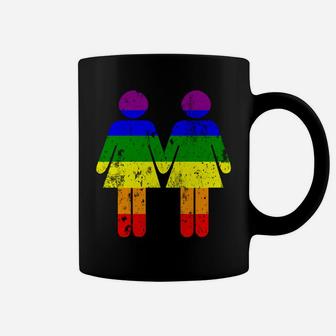 Girls Holding Hands Rainbow Flag Gay Pride Lesbian Sweatshirt Coffee Mug | Crazezy UK