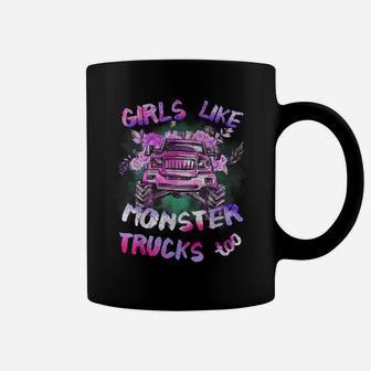 Girls Like Monster Trucks Too Tshirt Women Monster Truck Tee Coffee Mug | Crazezy UK