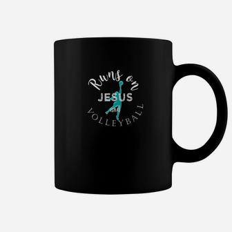 Girls Volleyball Runs On Jesus Volleyball Gift Coffee Mug | Crazezy