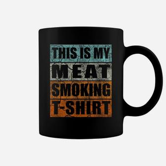Great Gift Bbq Smoker Retro Tee - Vintage My Meat Smoking Coffee Mug | Crazezy