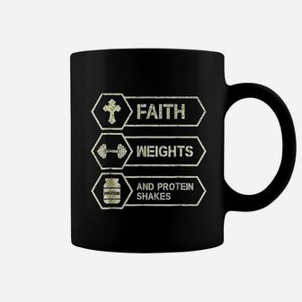 Gym Weight Lifter Faith Protein Shakes Workout Coffee Mug | Crazezy DE