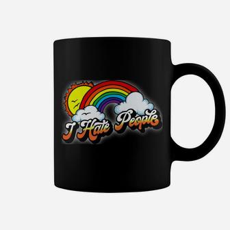 I Hate People Funny Antisocial Introvert Vintage Rainbow Coffee Mug | Crazezy