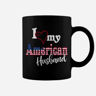 I Love My American Husband Artistic Design American Flag Coffee Mug | Crazezy