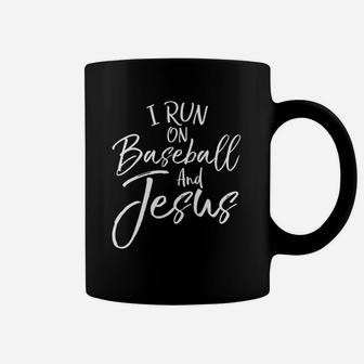 I Run On Baseball And Jesus Cool Christian Tee For Boy Coffee Mug | Crazezy DE