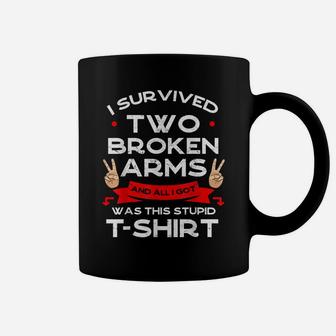 I Survived Two Broken Arms Bone Injury Cast Recovery Gift Coffee Mug | Crazezy