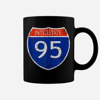 Interstate 95 Road Street Sign Funny Sarcastic Distressed Coffee Mug | Crazezy