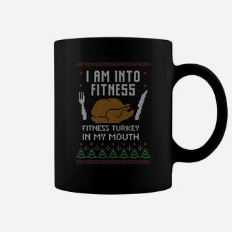 Into Fitness Funny Saying Fitness Turkey In My Mouth Holiday Coffee Mug | Crazezy DE