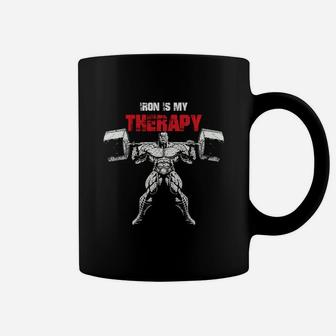 Iron Is My Therapy Bodybuilding Workout Coffee Mug | Crazezy CA
