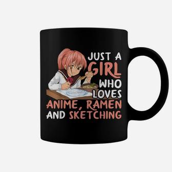 Just A Girl Who Loves Anime Ramen And Sketching Japan Anime Coffee Mug | Crazezy DE
