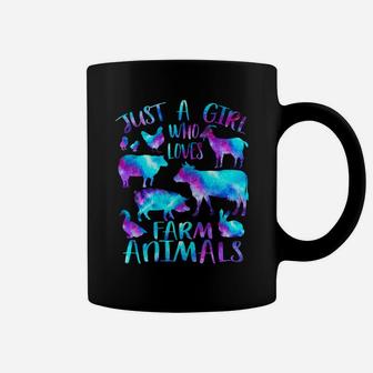 Just A Girl Who Loves Farm Animals - Galaxy Cows Pigs Goats Coffee Mug | Crazezy