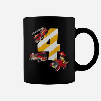 Kids 4Th Birthday Boys Fire Truck Firefighter Gift Birthd Coffee Mug | Crazezy CA