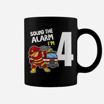 Kids 4Th Birthday Dabbing Firefighter Tee Fire Truck 4 Years Old Coffee Mug | Crazezy