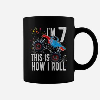 Kids 7 Year Old Shirt 7Th Birthday Boy Monster Truck Car T Shirt Coffee Mug | Crazezy DE