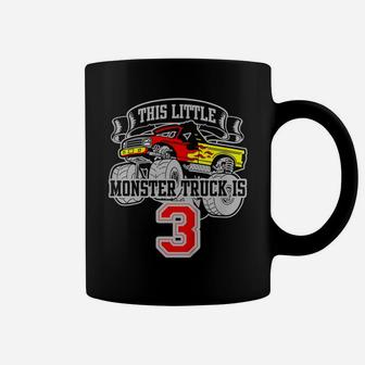Kids Monster Truck 3Rd Birthday This Little Monster Trucks Coffee Mug | Crazezy