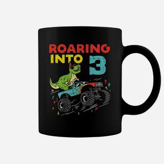 Kids Roaring 3 Trex Dinosaur Monster Truck 3Rd Birthday Boys Gift Coffee Mug | Crazezy UK