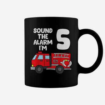 Kids Sound Alarm I'm 5 Children 5 Birthday Fire Truck Coffee Mug | Crazezy DE