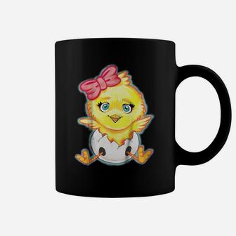 Kids Yellow Baby Chick With Pink Bow Girls Coffee Mug | Crazezy
