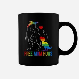 Lgbt Free Mom Hugs Dinosaur Rex Mamasaurus Ally Rainbow Flag Coffee Mug | Crazezy