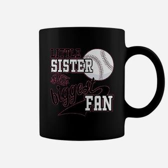 Little Sister And Biggest Fan Baseball Family Fan Coffee Mug | Crazezy AU