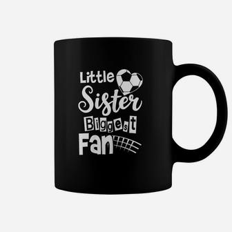 Little Sister Biggest Fan Soccer Sister Coffee Mug | Crazezy