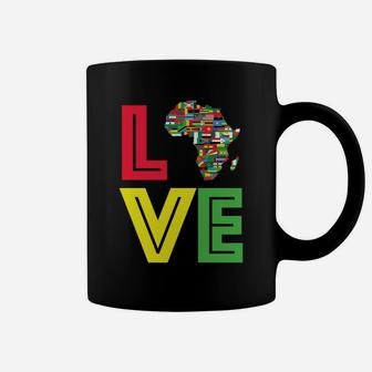 Love Africa Flag Melanin Sweatshirt African Pride Map Black Coffee Mug | Crazezy