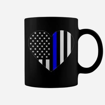 Love Our Police Officer Us Flag Heart Thin Blue Line Coffee Mug | Crazezy