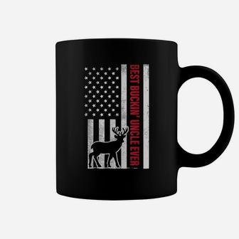 Mens Best Buckin Uncle American Flag Buck Hunting Hunter Gift Coffee Mug | Crazezy
