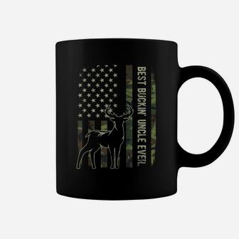 Mens Best Buckin' Uncle Ever Camo American Flag Deer Hunting Gift Coffee Mug | Crazezy DE