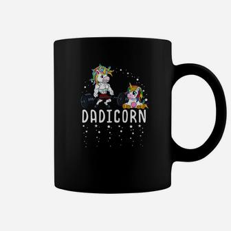 Mens Dadicorn Unicorn Dad Fitness Gym Weightlifting Birthday Premium Coffee Mug | Crazezy