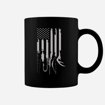 Mens Hunting Fishing Usa Flag American Themed Decor Coffee Mug | Crazezy