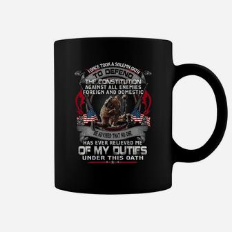 Mens I Once Took A Solemn Oath To Defend The Constitution Veteran Coffee Mug | Crazezy