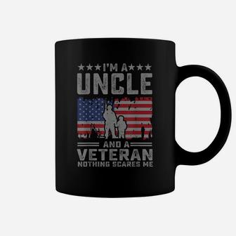 Mens I'm A Uncle And A Veteran Nothing Scares Me Funny Dad Gifts Coffee Mug | Crazezy