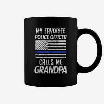 Mens Mens My Favorite Police Officer Calls Me Grandpa Thin Blue Coffee Mug | Crazezy