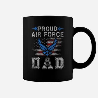 Mens Proud Air Force Dad Military Veteran Pride US Flag Coffee Mug | Crazezy