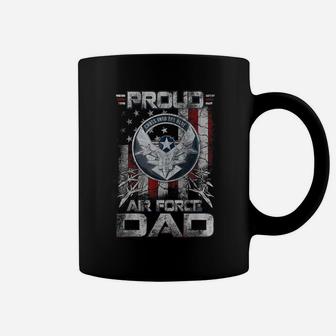 Mens Proud Air Force Dad Shirt Military Family Fathers Day Coffee Mug | Crazezy