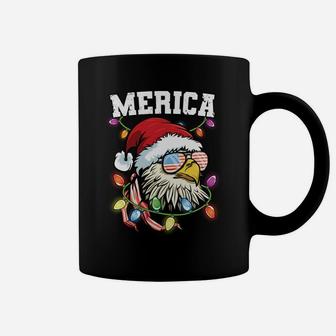 Merica Christmas Usa Flag Patriotic Veteran Santa Bald Eagle Sweatshirt Coffee Mug | Crazezy