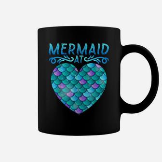 Mermaid At Heart Ocean Fish Tail Deep Sea Mermaid Shells Top Coffee Mug | Crazezy