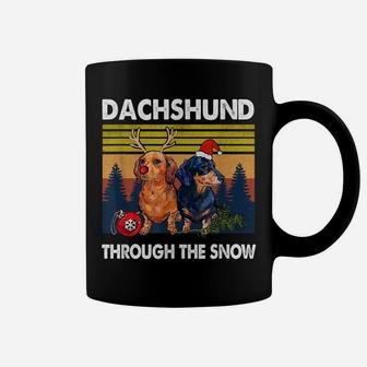 Merry Christmas Dachshund Dog Through The Snow Coffee Mug | Crazezy